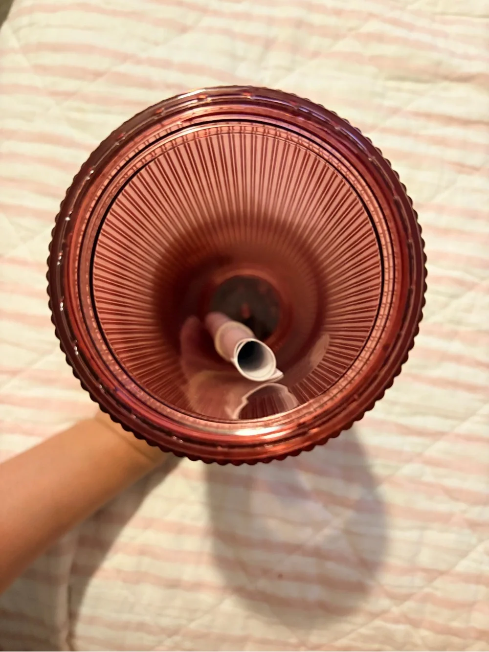 NWT🍓Starbucks Pink Ribbed Tumbler with Strawberry Lid Topper
